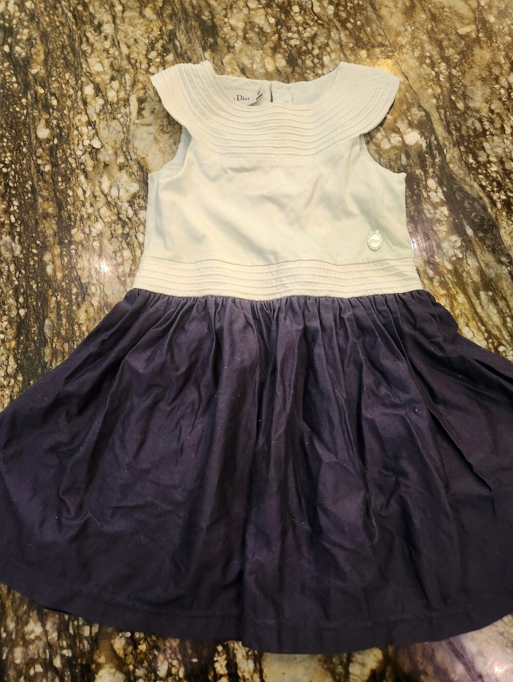 Dior Girls White Bodice Navy Full Skirt Dress
